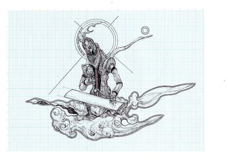 Apsaras in flight Drawing·North No. 1